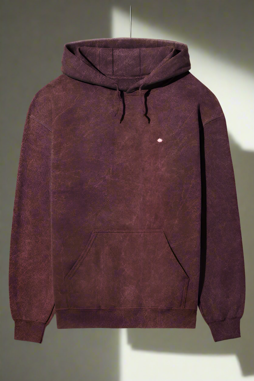 Acid Wash Hoodie: Maroon