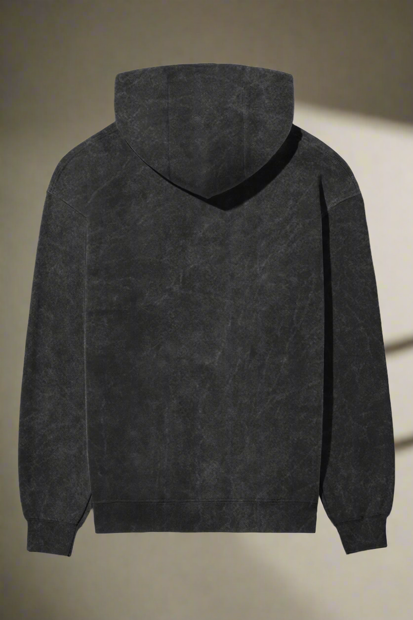 Acid Wash Hoodie: Black