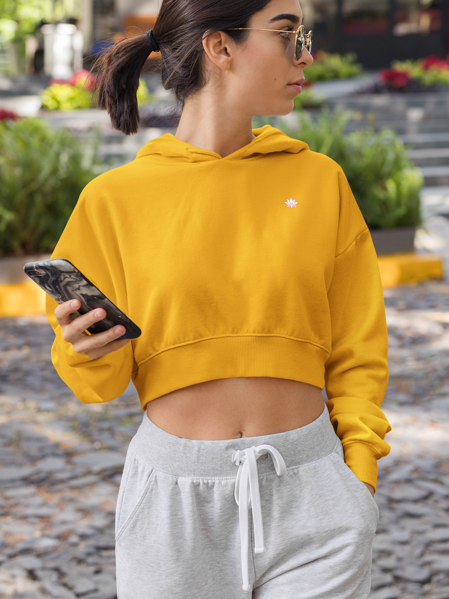 Cropped Hoodie: Mustard Yellow