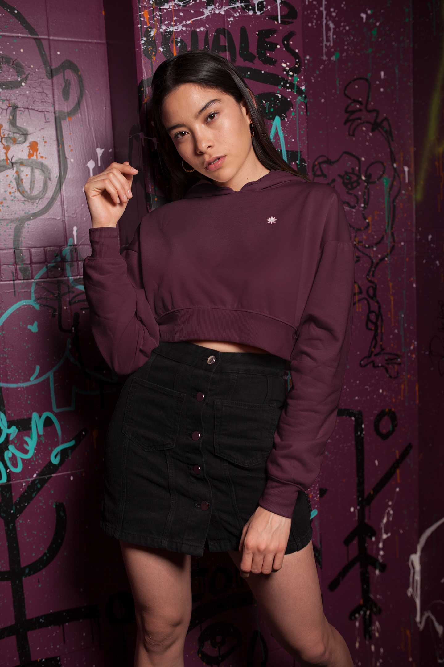 Cropped Hoodie: Maroon
