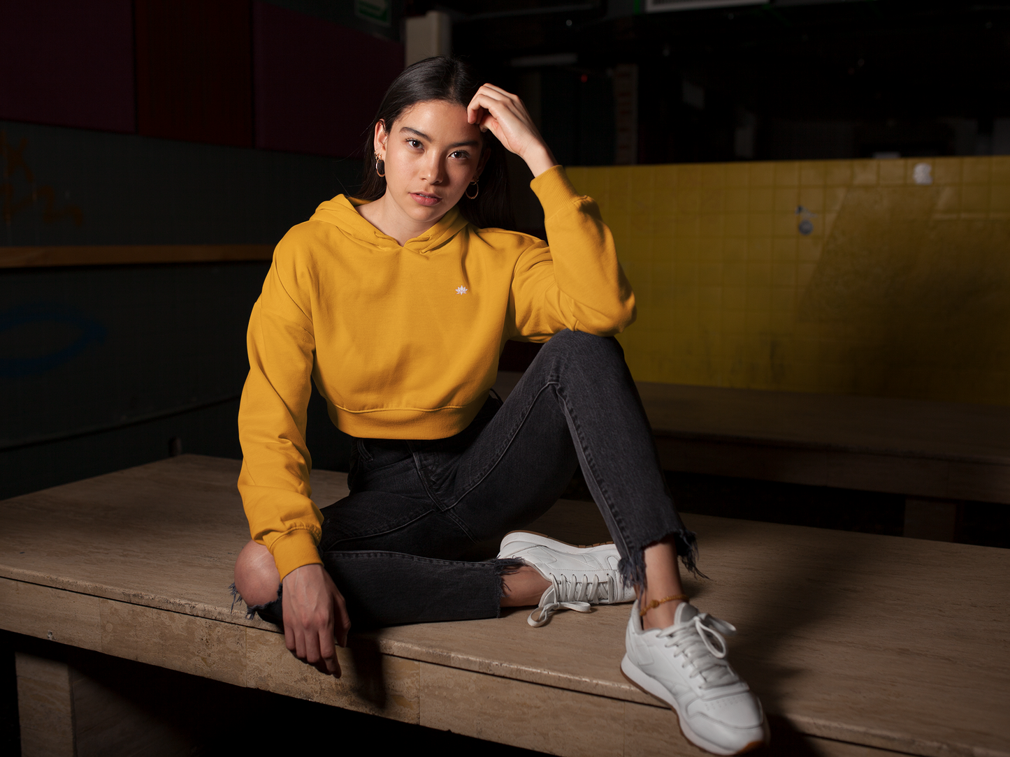 Cropped Hoodie: Mustard Yellow