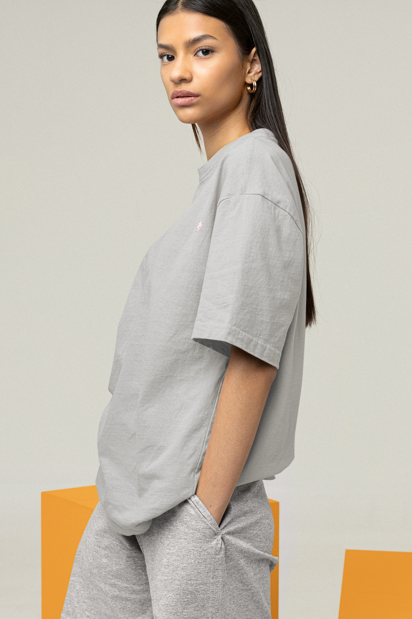 Oversized T-Shirt Solids: Melange Grey