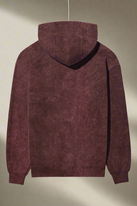 Acid Wash Hoodie: Maroon