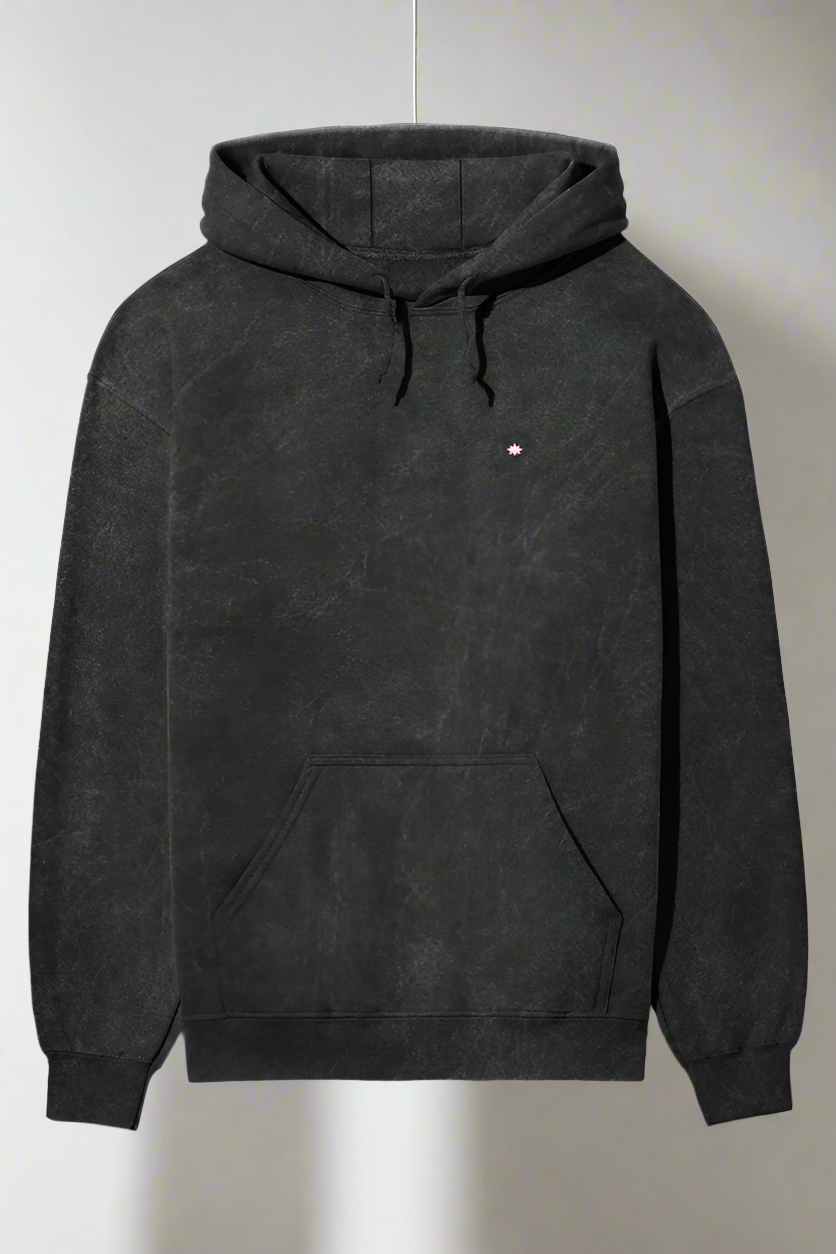 Acid Wash Hoodie: Black