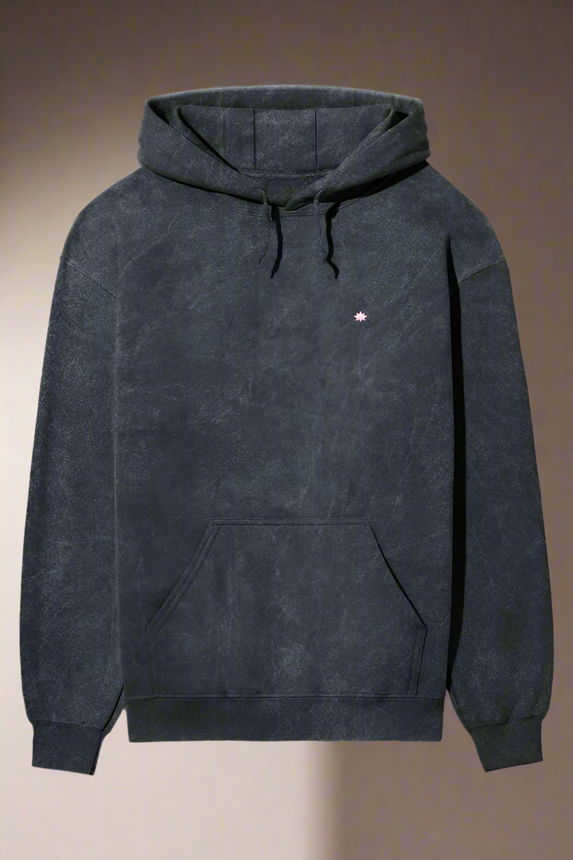 Acid Wash Hoodie: Navy Blue