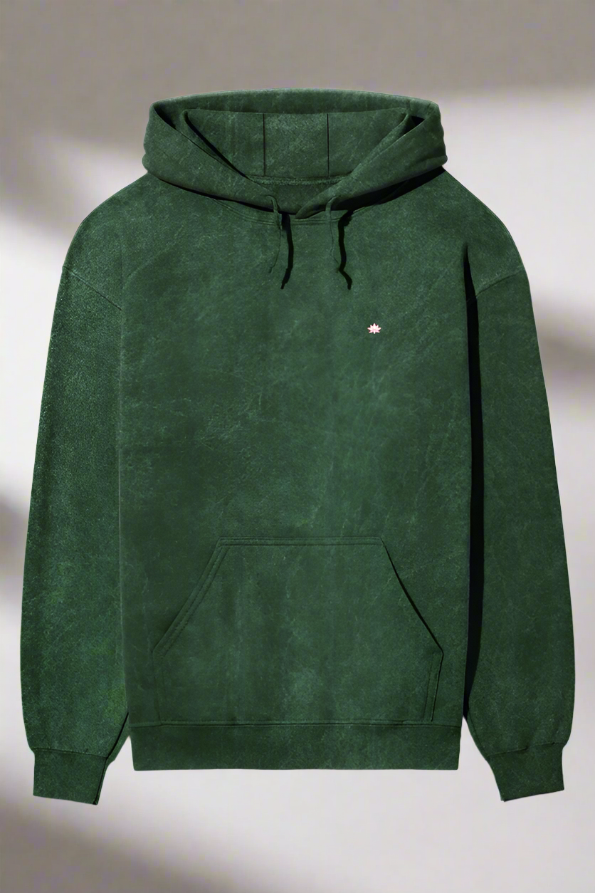 Acid Wash Hoodie: Forest Green
