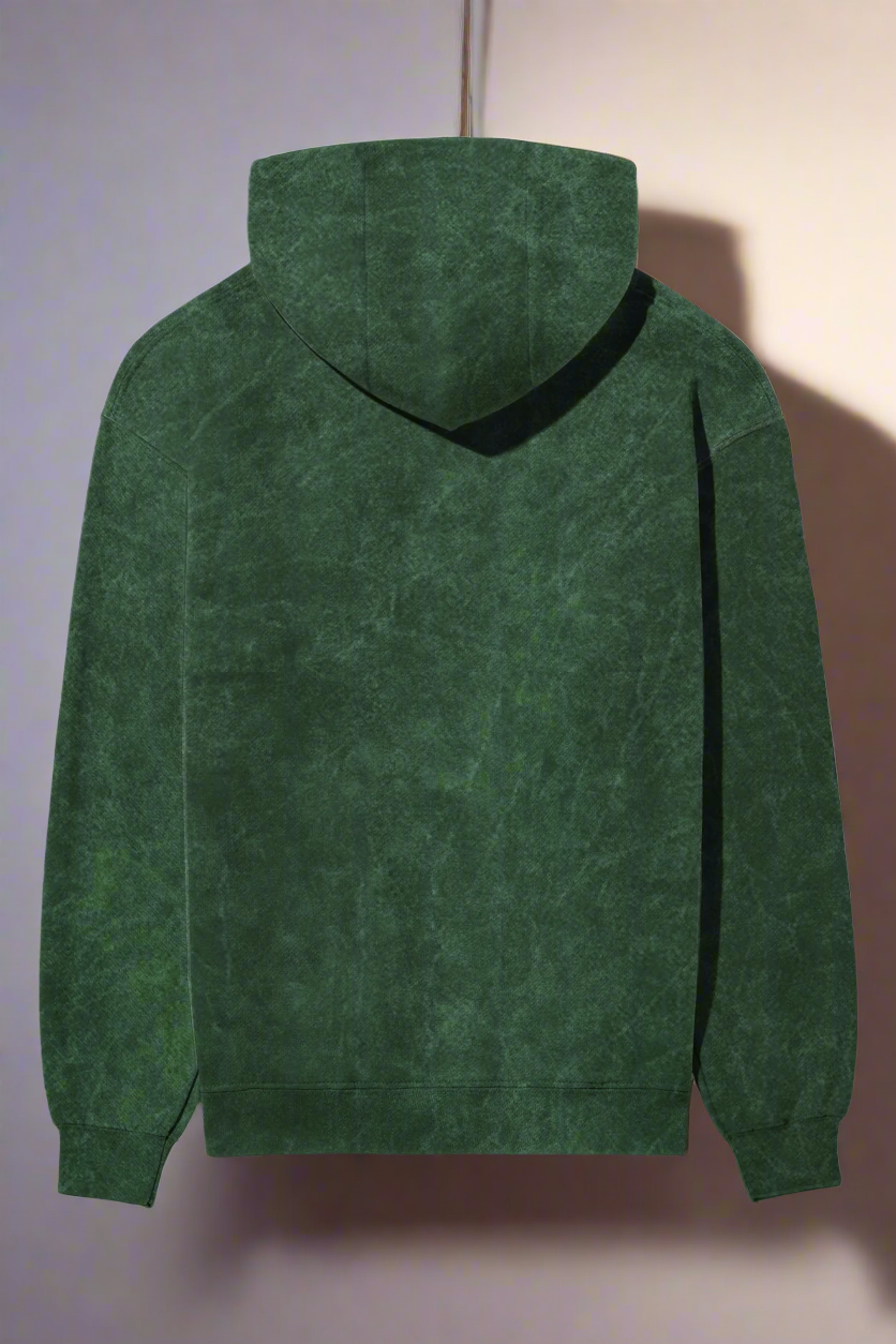 Acid Wash Hoodie: Forest Green