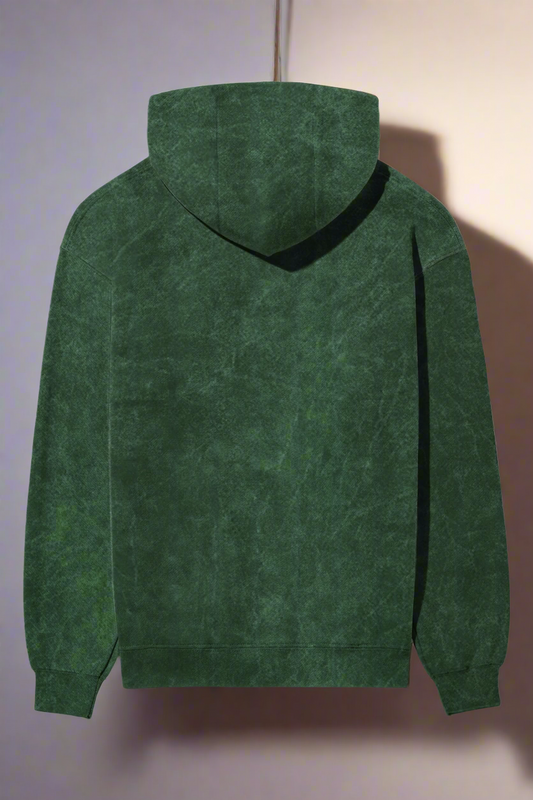 Acid Wash Hoodie: Forest Green