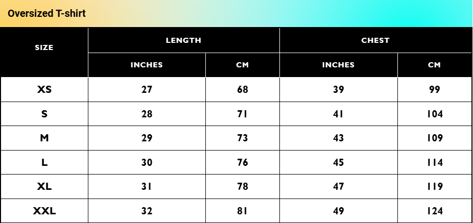 Size chart