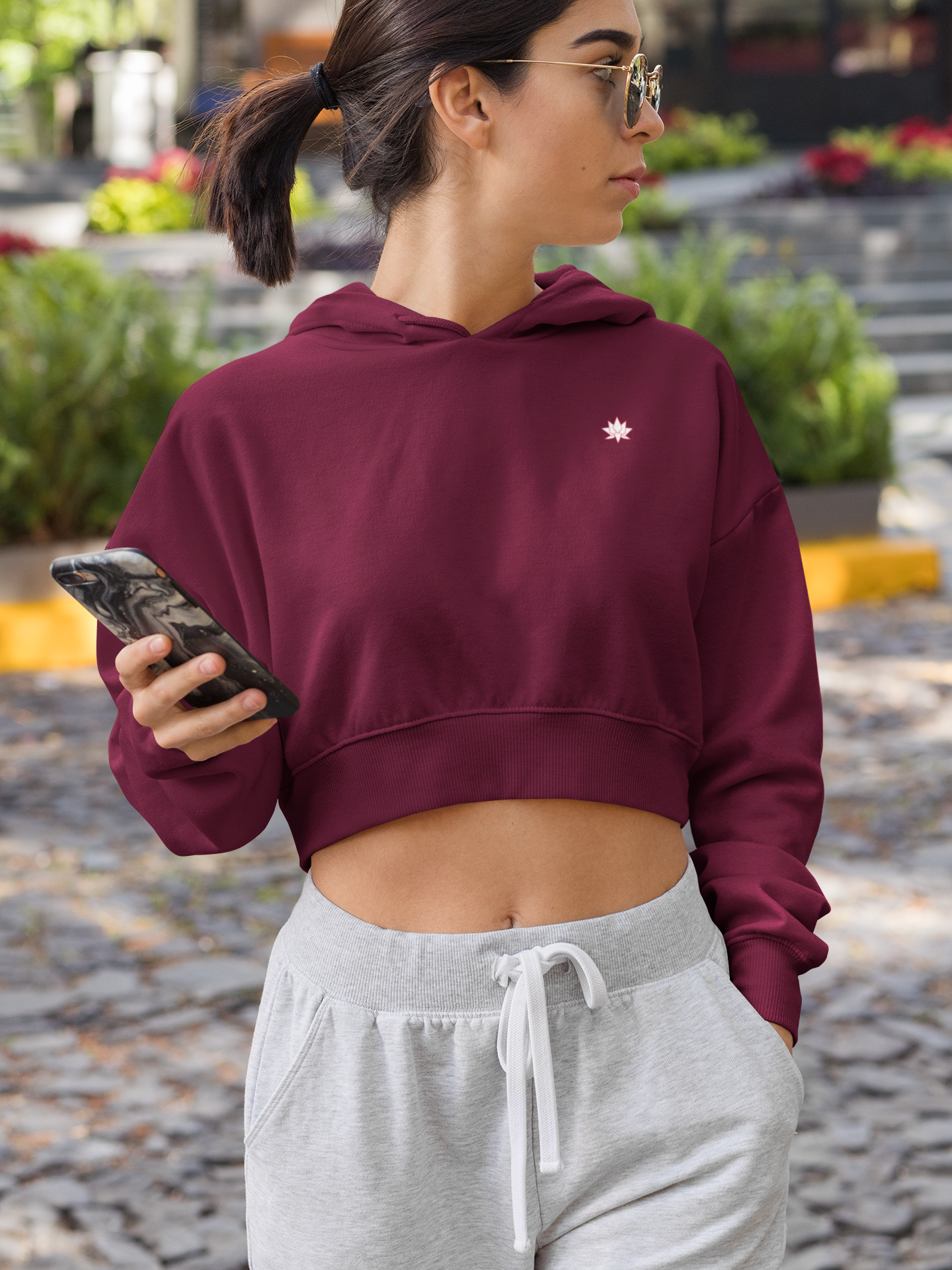 Cropped Hoodie: Maroon