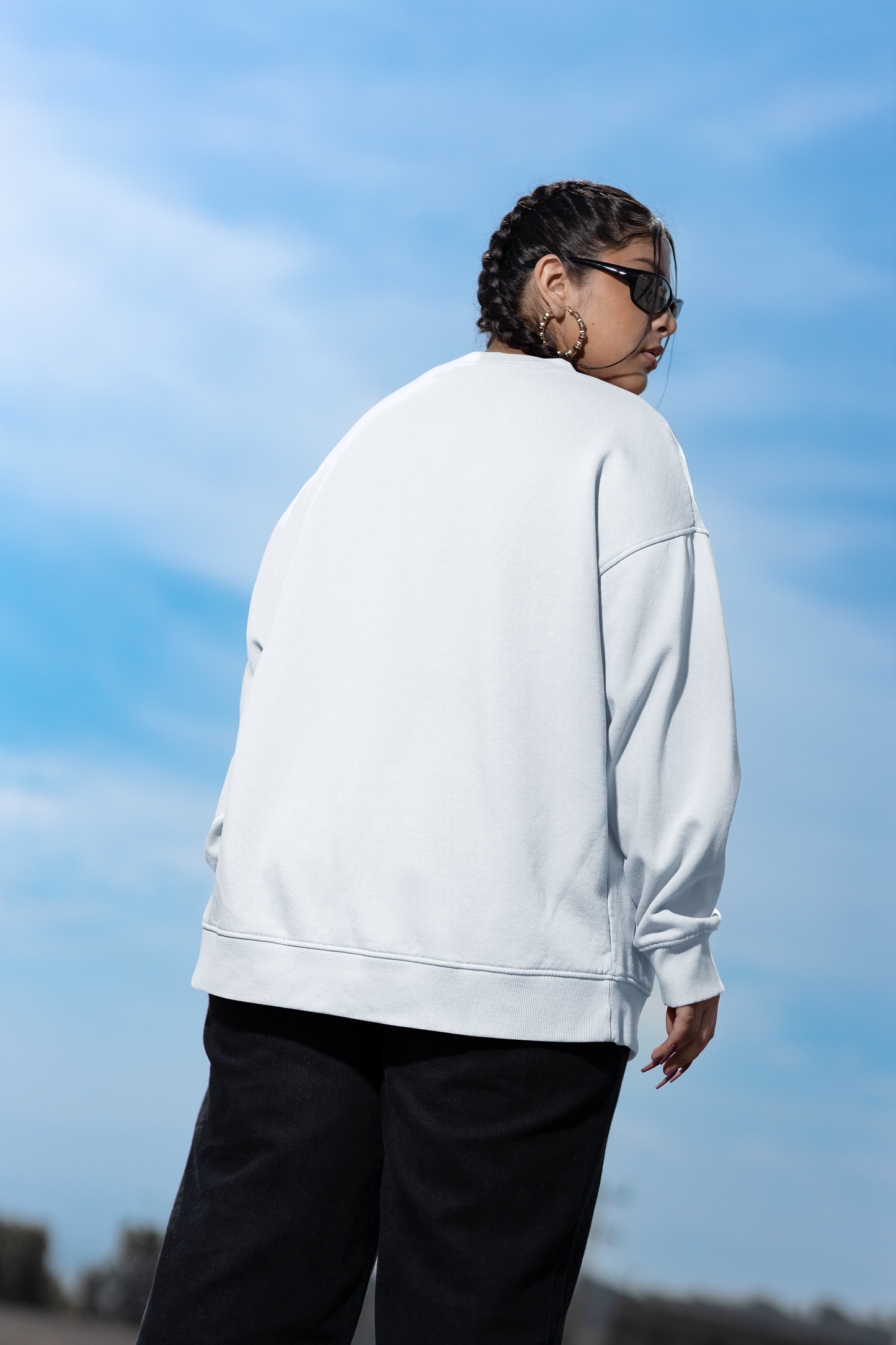 Oversized  Sweatshirt: Solid White