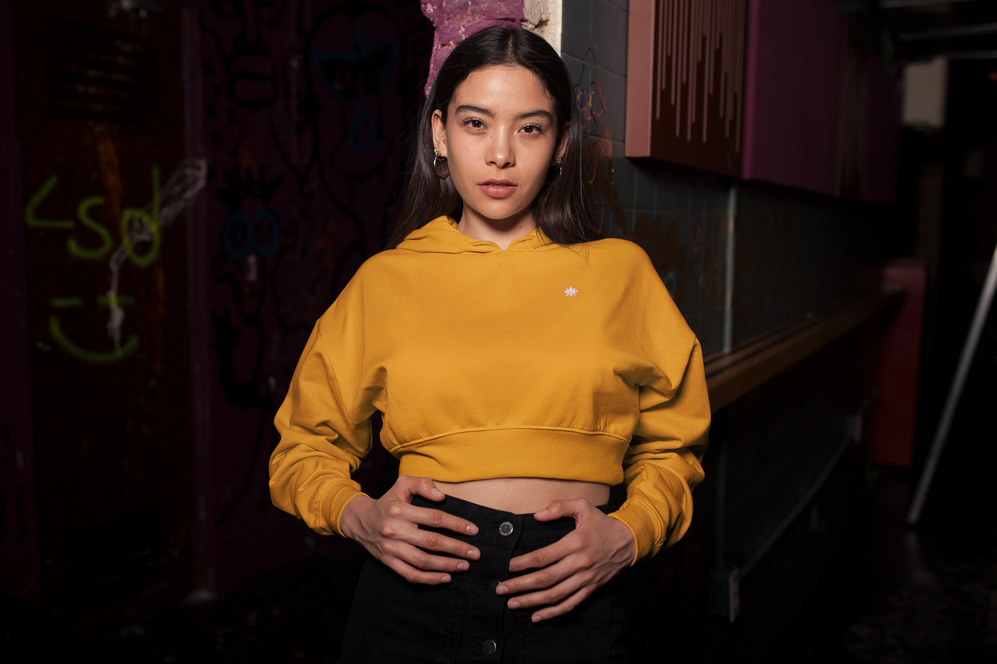 Cropped Hoodie: Mustard Yellow