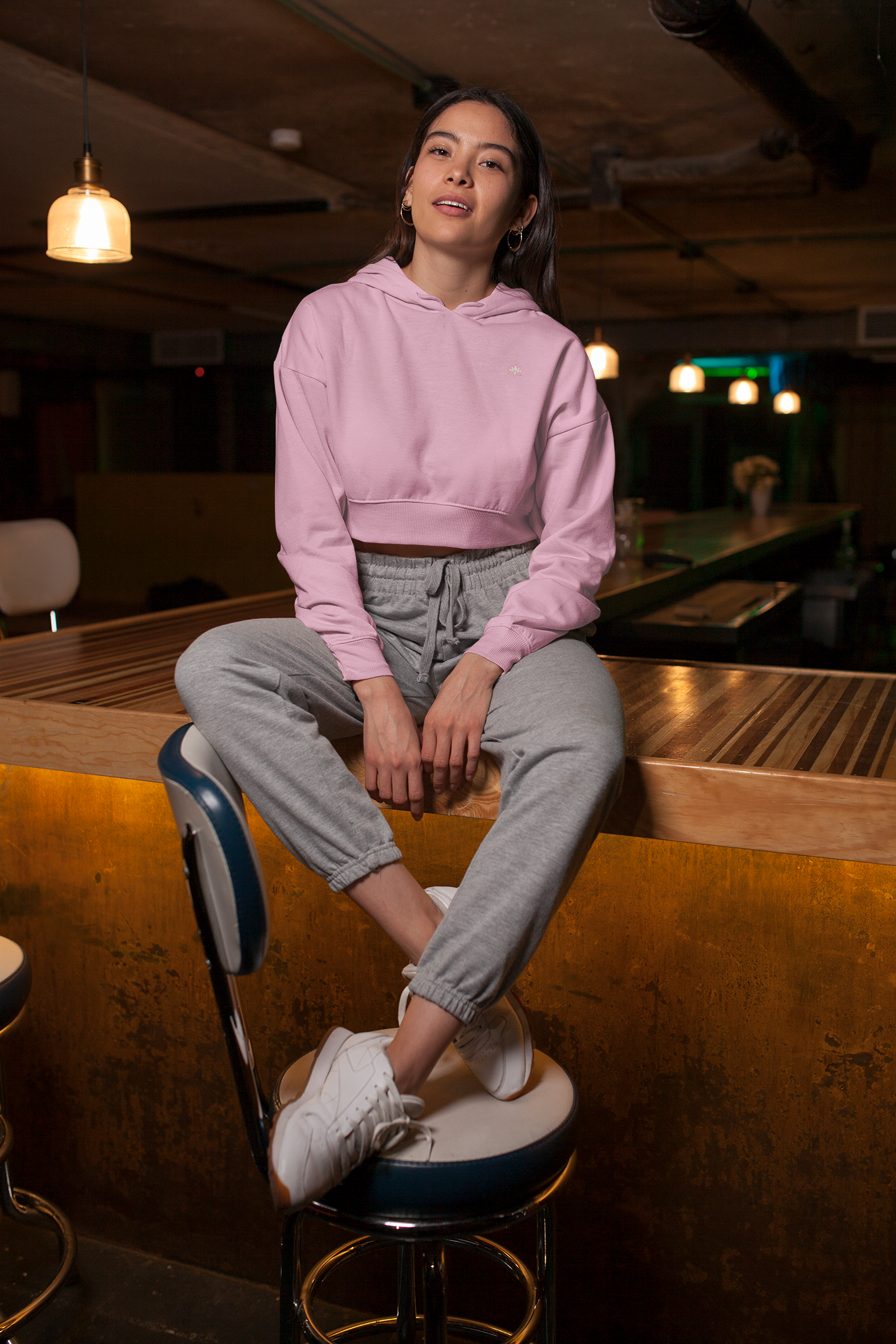 Cropped Hoodie: Light Baby Pink