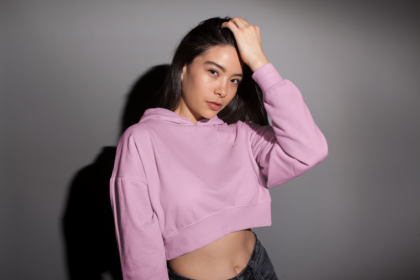 Cropped Hoodie: Light Baby Pink