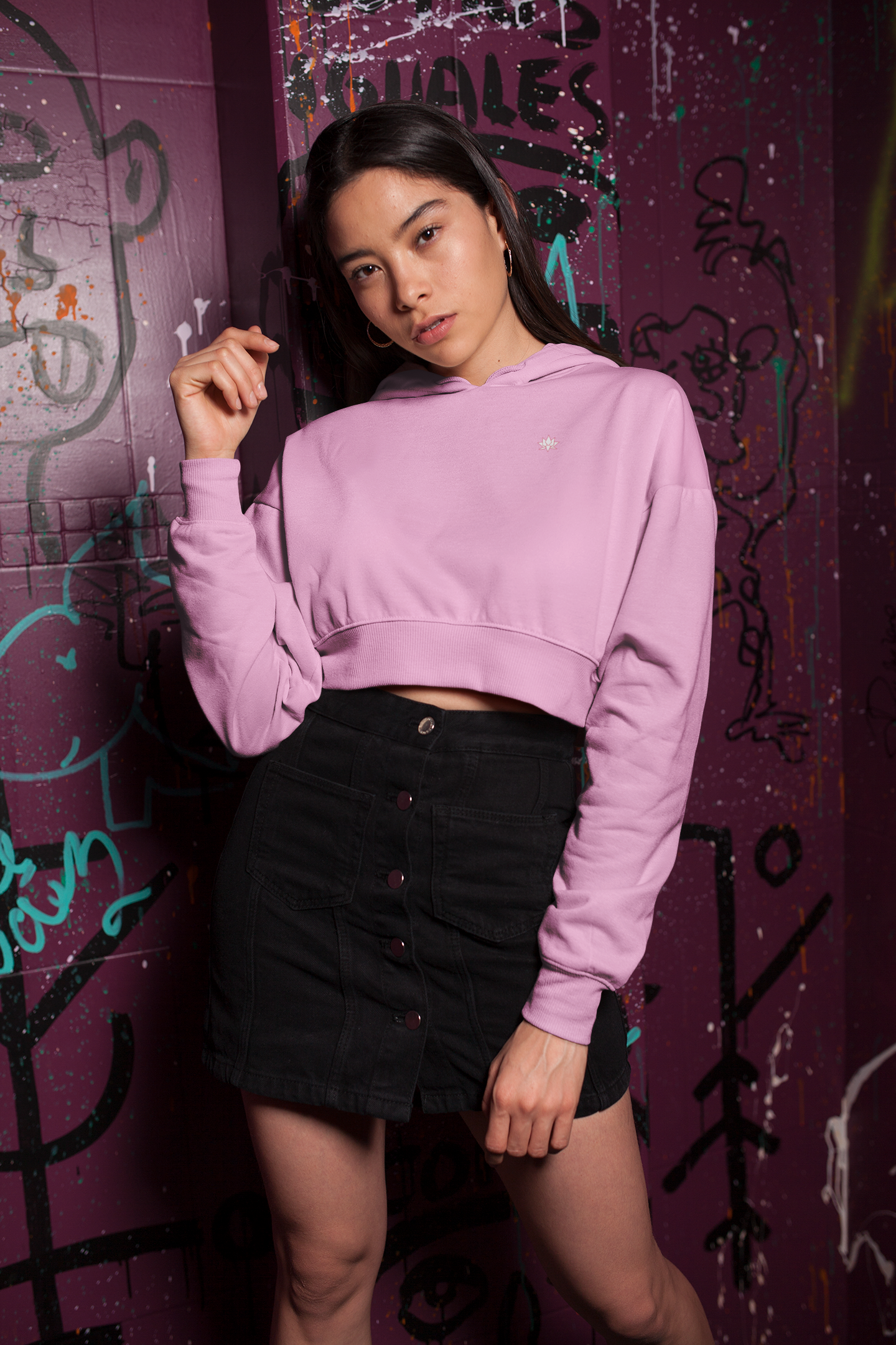 Cropped Hoodie: Light Baby Pink