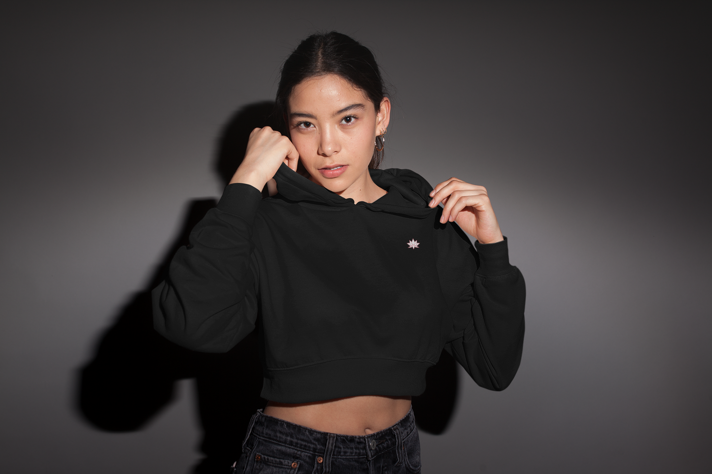 Cropped Hoodie: Solid Black