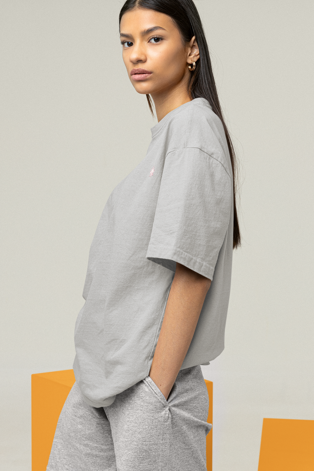 Oversized T-Shirt Solids: Melange Grey
