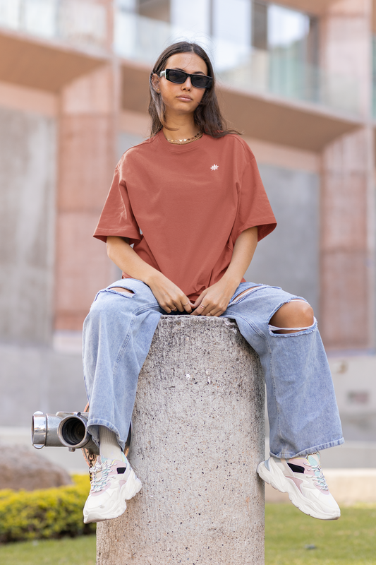 Oversized T-Shirt Solids: Coral Red